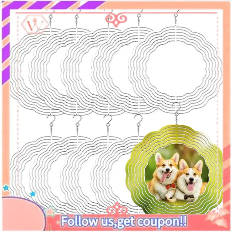 

Upgraded 10Pcs 8 Inch Sublimation Wind Spinner Hanging Wind Spinners For Indoor Outdoor Garden Decoration