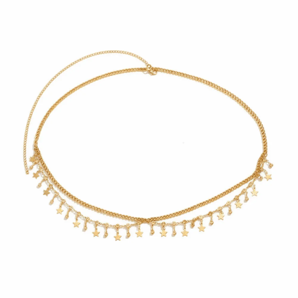 

Star Glitter Tassel Boho Waist Chain Multi Layer Chain Shiny Rhinestone Belly Waist Chain Beach Body Jewelry Body Belt