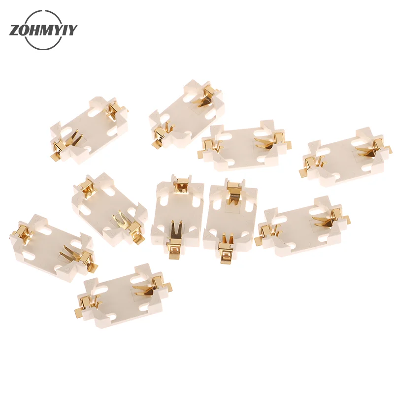 10PCS DIY Accessories White Housing Gold-Plated Button Battery Holder For CR2032 SMD Socket Cases