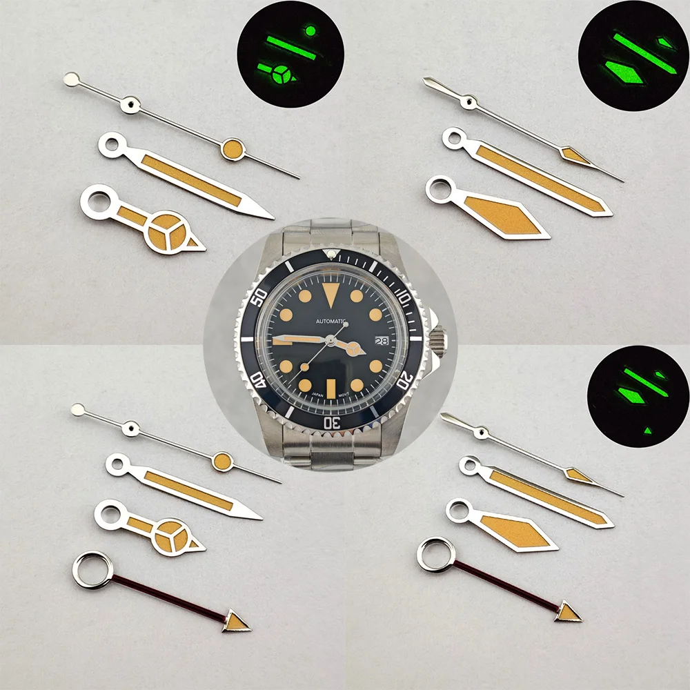 NH35 Hands Classic Retro Watch Hands NH34 GMT Hands High Quality C3 Green Luminous Hands Suitable For NH35/NH36/NH34 Movement