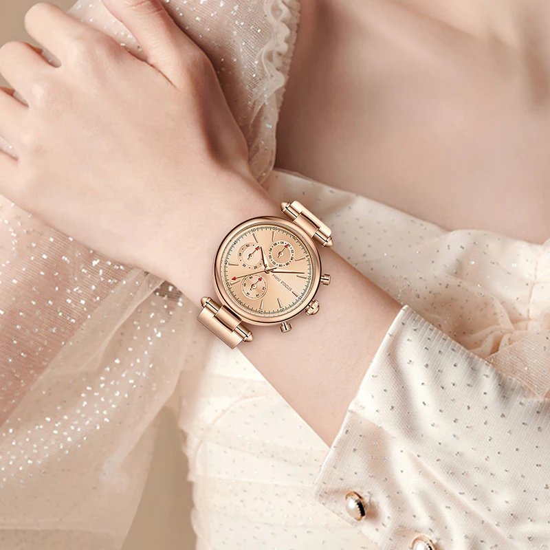 Mini Focus MF0494L Classic Ladies Wristwatch Waterproof Luminous Hands Stainless Steel Band Luxury Women Quartz Watch