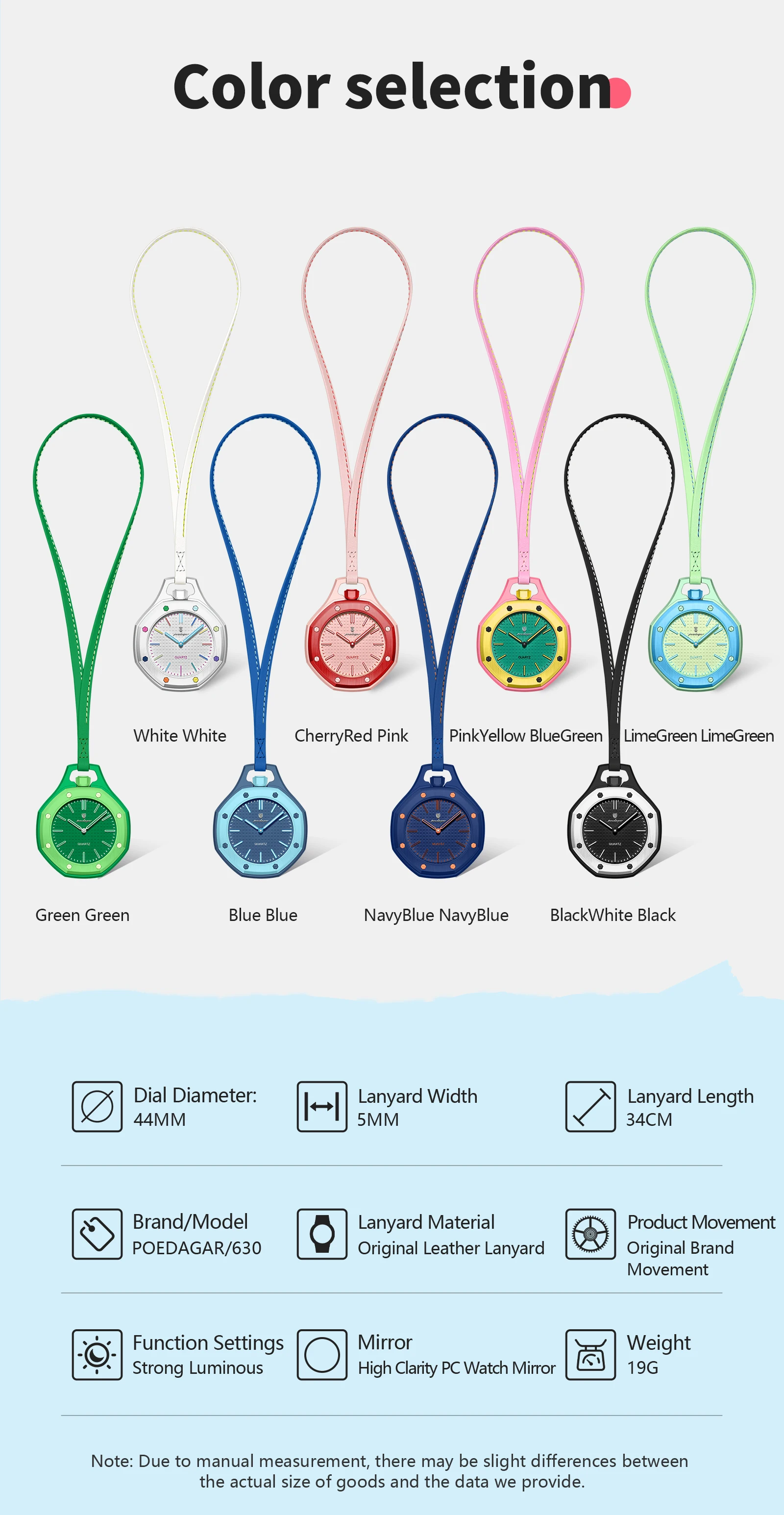 POEDAGAR Modische Casual Herrenuhr Wasserdicht Leuchtend Lanyard Anhänger Dekorative Uhr Tragbare Bonbonfarbene Quarz Herrenuhren – Detail 6