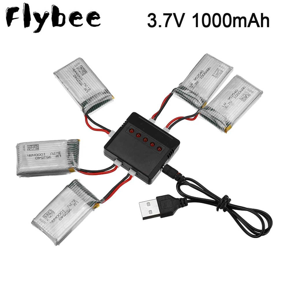 3.7V 1000mAh Lipo Battery + Charger for Syma X5 X5C X5C-1 X5S X5SW X5SC V931 H5C CX-30 TK M68 FOR MJX X705C SG600 RC Drone