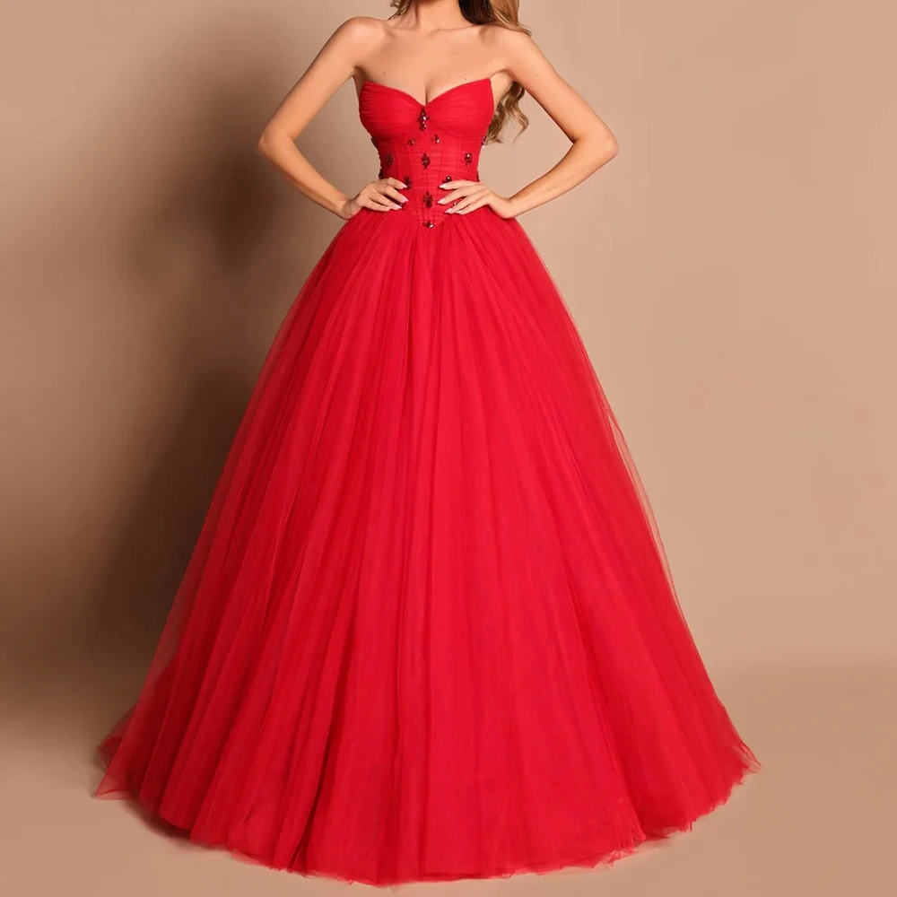 

Customized Mermaid Evening Dresses Floor-length Strapless Sleeveless Prom Gown Fashion Sequined Draped Backless Party Gown