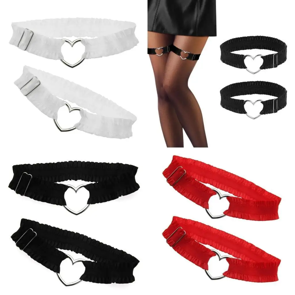 

R1WE Punk Thigh Chain Lace Ruched Leg Band for Women Unique Party Costume Accessory