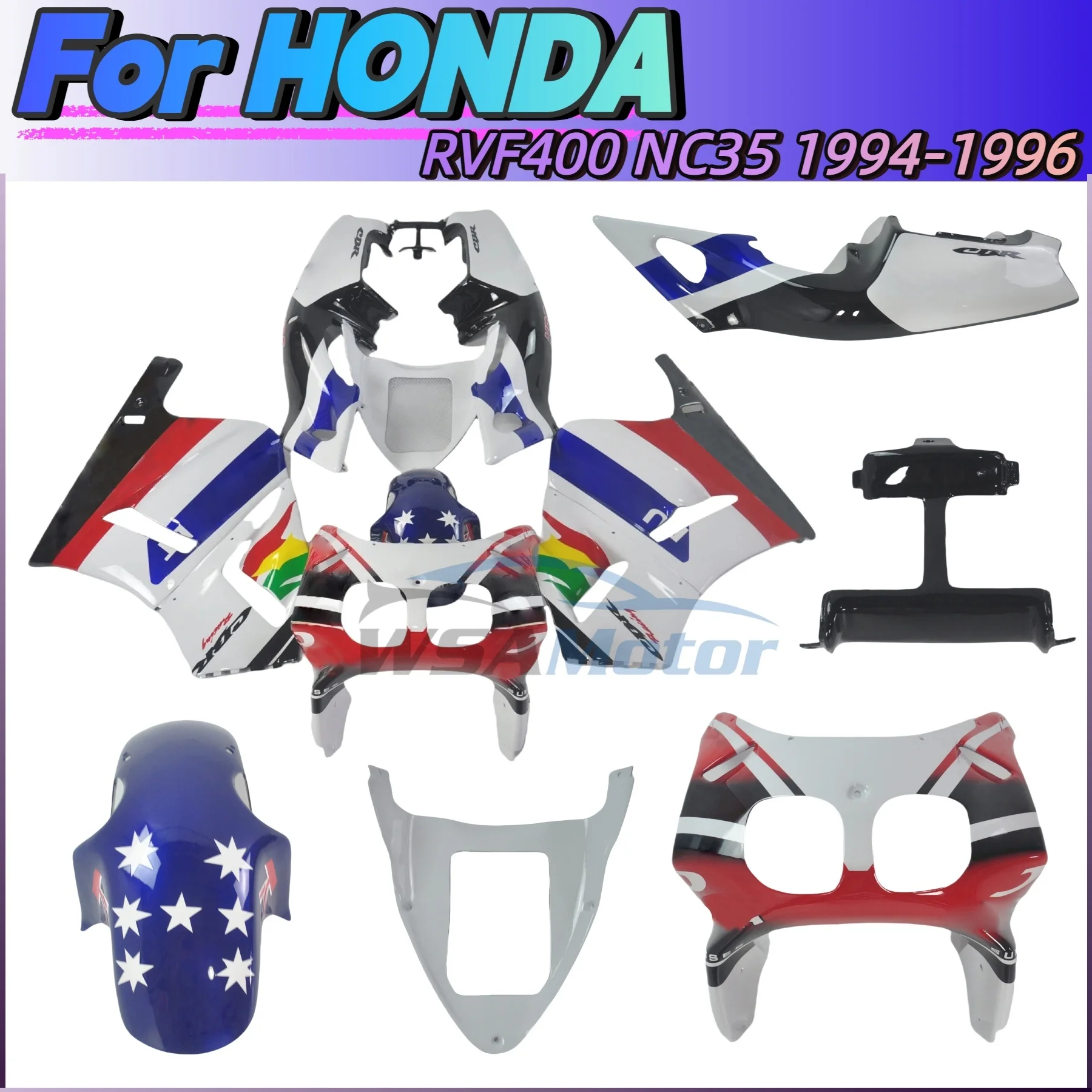 

New Motorcycle Fairing Kit For Honda RVF400 NC35 1994-1996 Customized Bodywork Fairings RVF 400 NC 35 94-96 Bodyframe Cowl Shell