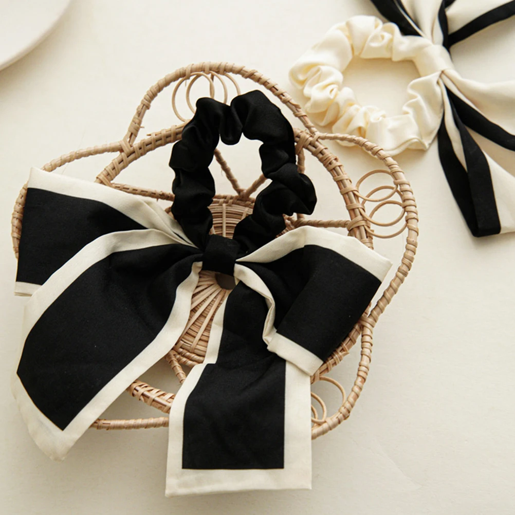 

Резинки для волос, эластичные завязки для девочек, черные, желтые фасоли в стиле ретро, синие аксессуары в тон, объемный сетчатый бант