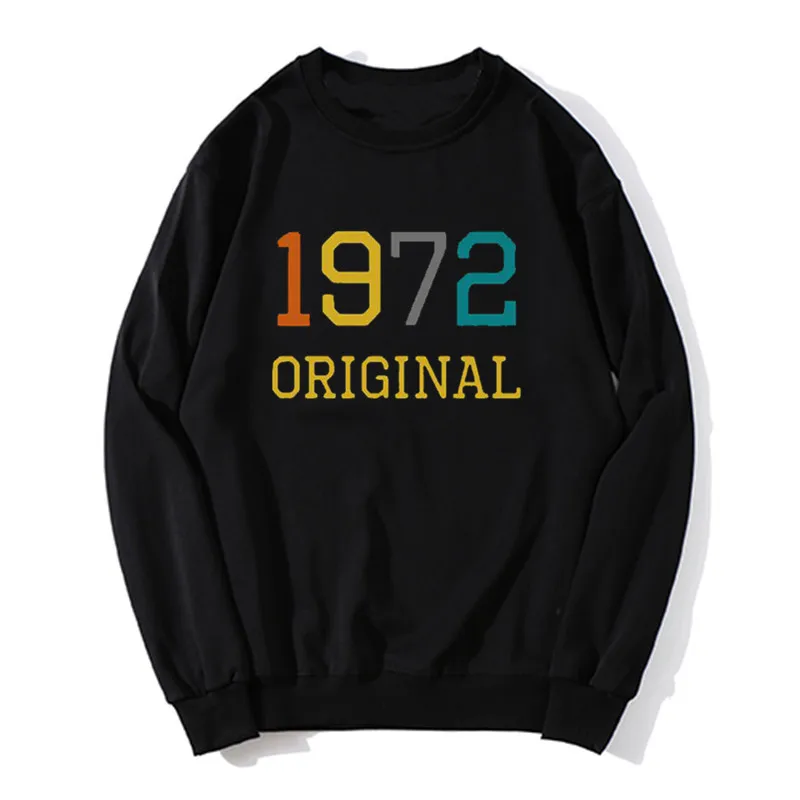 Made In 1972 Original Hoodie Retro 90s Letter Print Cotton Men Women Unisex Sweatshirt Casual Sweater Streetwear