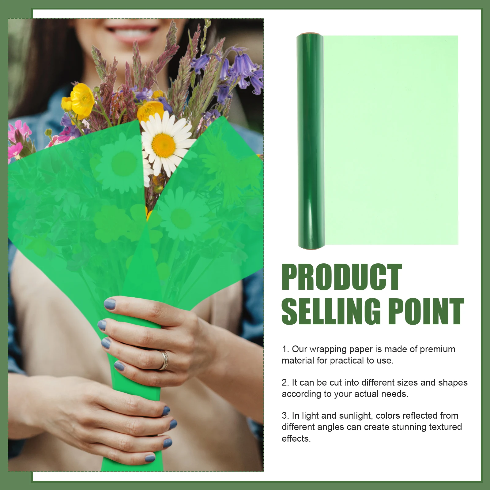 

1 Roll Colorful Glass Cellophane Wrapping Paper Versatile Flower Wrapping Material for Valentines Anniversary Presents