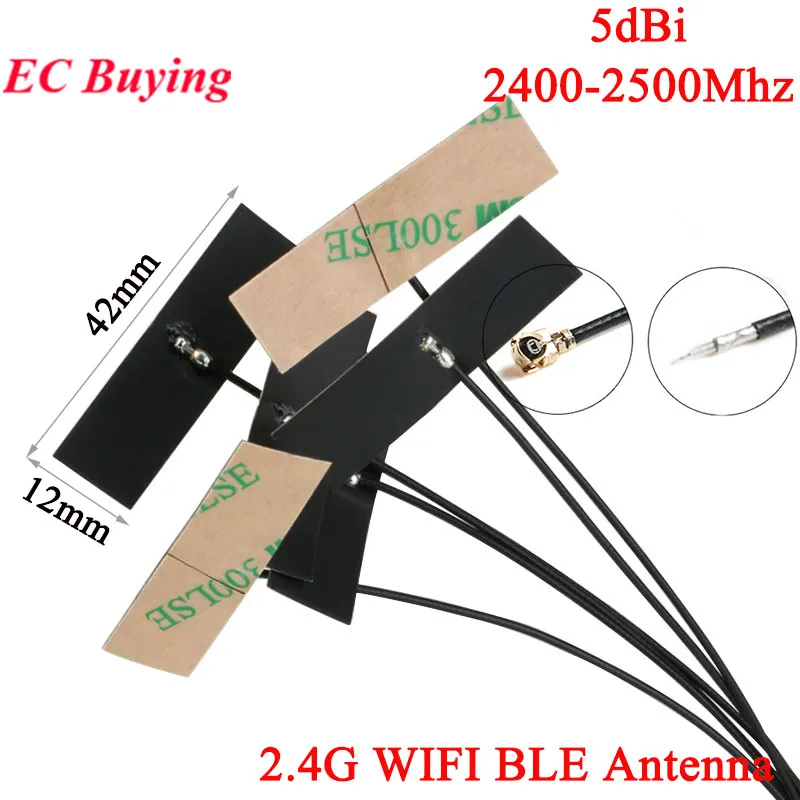10 szt./1 szt. Antena FPC 5dBi 2.4Ghz WIFI BLE z wbudowanym interfejsem routera Wi-Fi, dwuzakresowa, dookólna, złącze U.FL