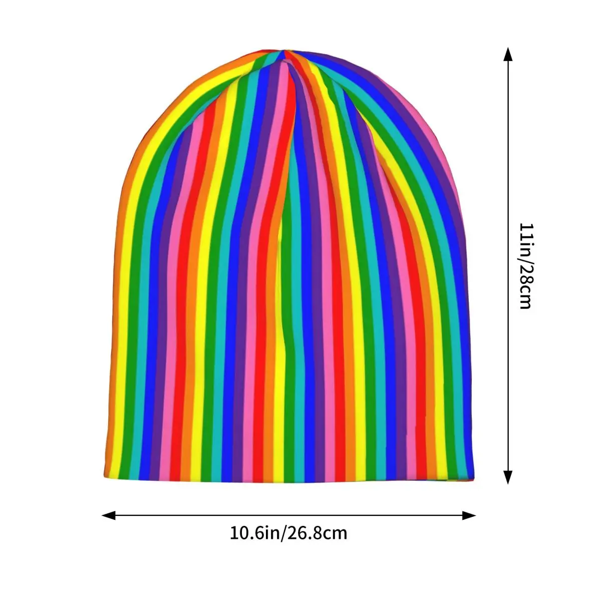 Rainbow Pride Flag Bonnet Hats Vertical Eight Stripe Knit Hat Adult Unisex Vintage Elastic Beanie Hats Winter Kpop Graphic Caps