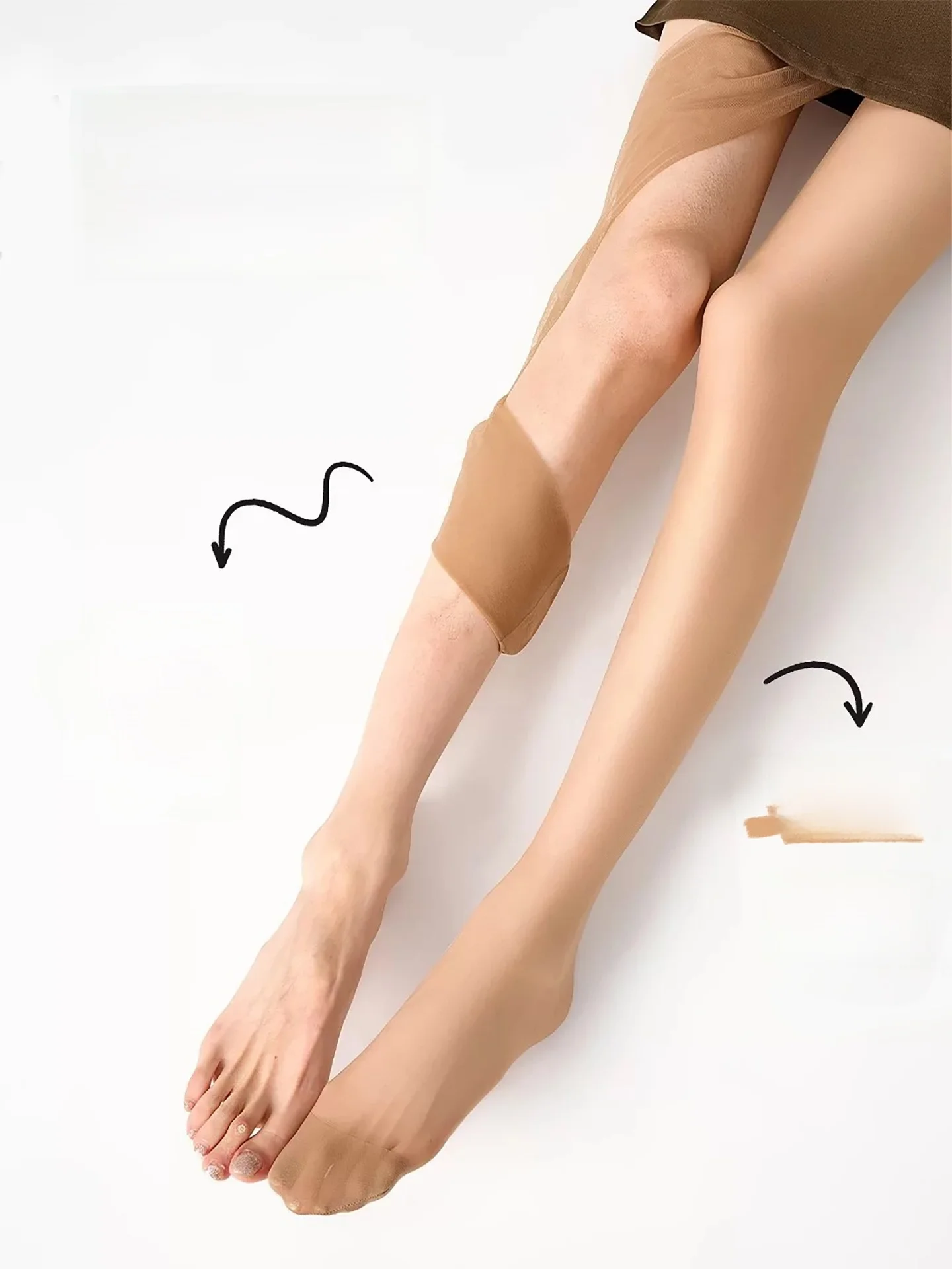 Ultra-Thin Women's Stockings Coffee Color Anti-Catch Thread High Transparence Autumn Skin Beauty Base Pantyhose Leg Shaping