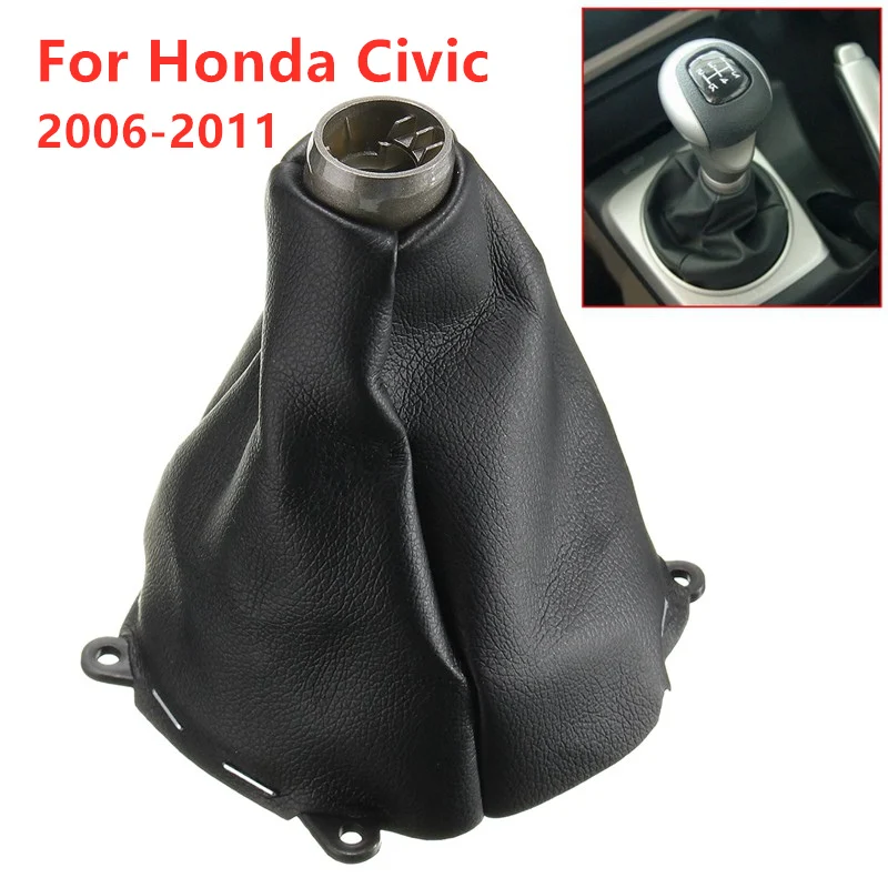 For Honda Civic 4D DX EX LX Model 2006-2012 Car 5 6 Speed MT Gear Shift Knob Boot Cover Shifting Ball Shifter Lever Accessories