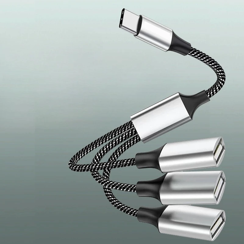 Adaptador multiporta tipo-c para usb otg dongle para macbook pro air laptop telefone tablet doca portátil de alumínio