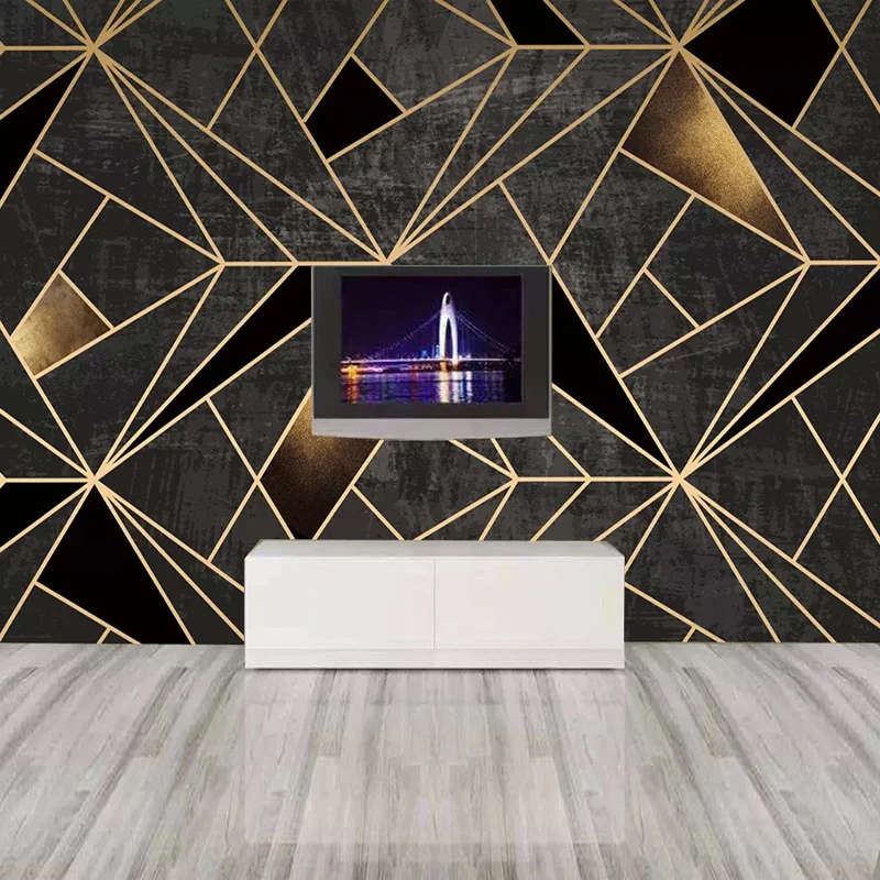 Customized products Modern Abstract Art Geometric Pattern Mural Wallpaper 3D Stereo Line  Living Room TV KTV Bar Creative Decor