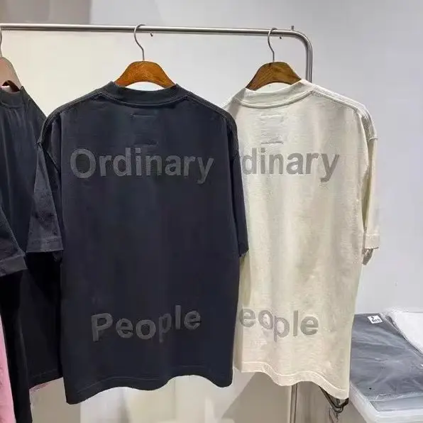 American High Street Letter Printed Loose Short‑Sleeved Men's And Women's Ripped Washed‑Out Distressed T‑Shirts