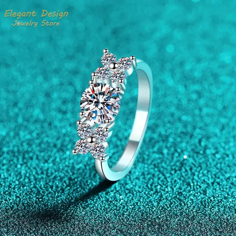 Personality Platinum Pt950 Diamond Rings Minimalist Ins Full of Stars Luxury 1ct Moissanite Wedding Band for Women Holiday Gift