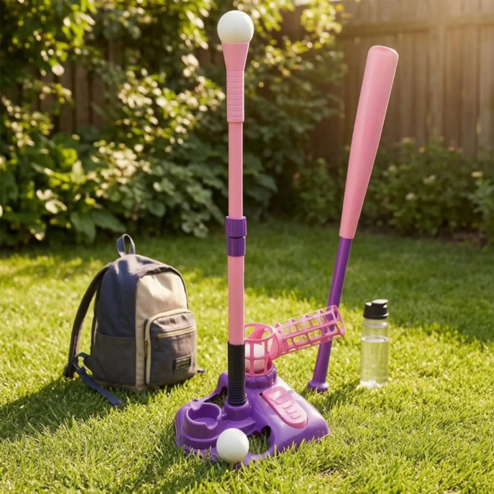 Plastic Baseball Practice Set for Children with Tee Stand and Balls for Outdoor Swing Training Activity