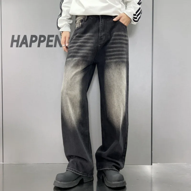 2024 Herbst neue amerikanische gewaschene ausgestellte Jeans Herren lose gerade Trend nostalgische Retro y2k Jeans hose