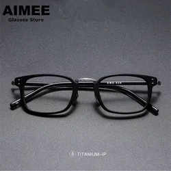 Japanese Handmade Eyeglasses Ultra Light Titanium Glasses Frame Men Vintage Square Optical Eyewear Women Blue light Gafas GMS820