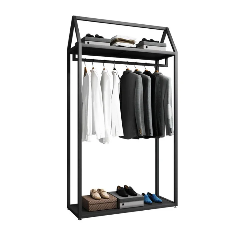 Custom, Black Menswear Clothes Store Showroom Interior Decoration Boutique Garment Display Rack and Stands