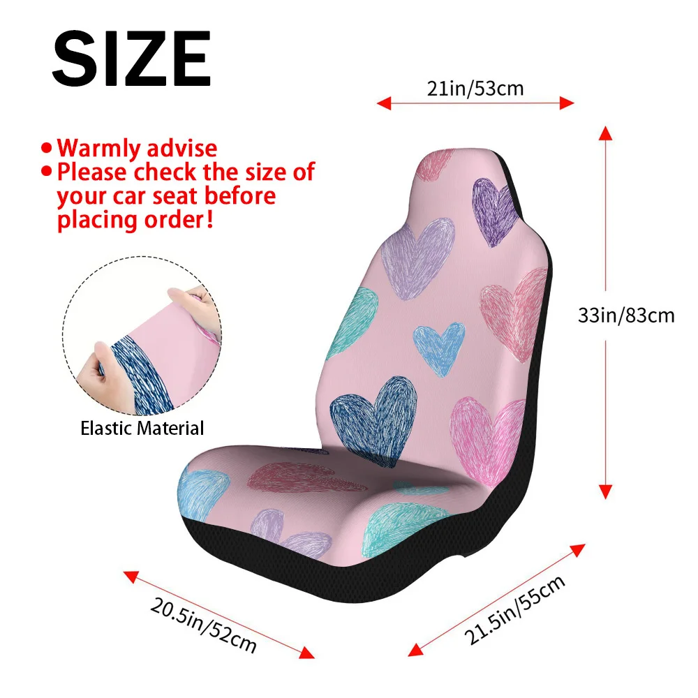 Set Of 2 Valentine'S Day Colorful Heart-Patterned Car Covers – Suitable For Cars, Trucks, Vans, And Suvs | Sturdy Polyester Prot