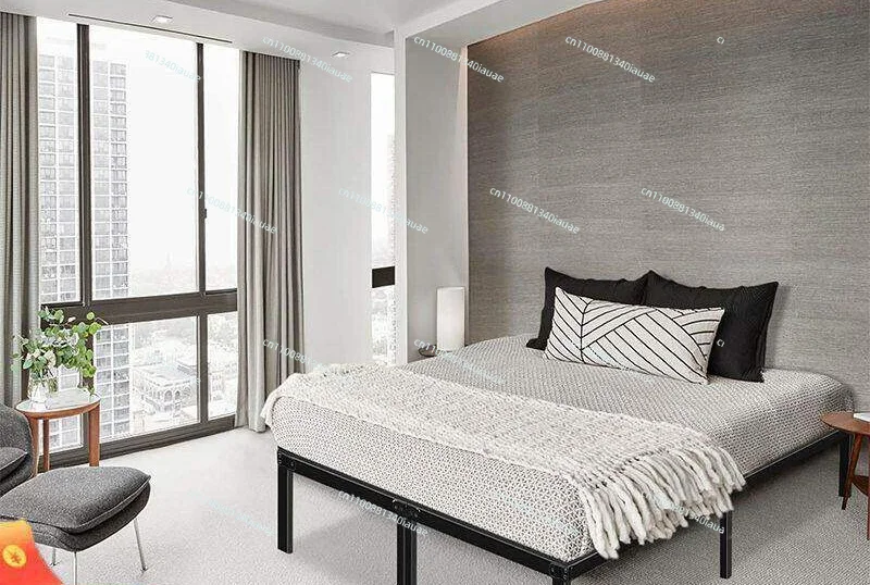 Wrought Iron  Double Bed Household Reinforced Iron Bed Single Iron Frame Bed Thickened Simple and Modern