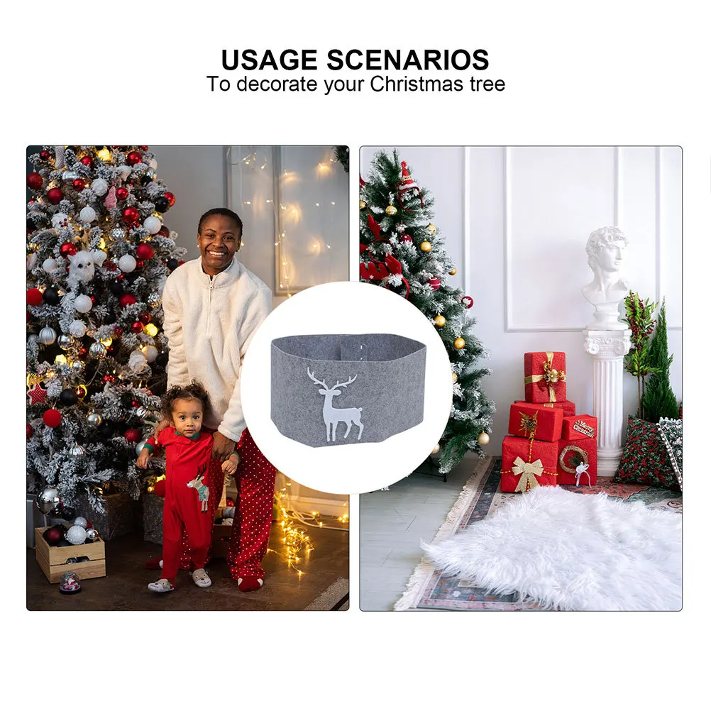 

Christmas Skirt Elk Pattern Soft Xmas Tree Mat Decor For Holiday Home Party Decoration Festive Tree Base Cover