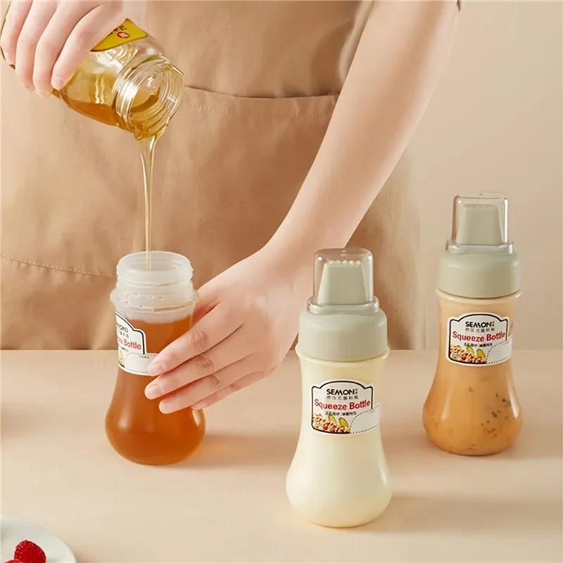 주방 조미료 스퀴즈 병, 케첩 겨자 병, 투명 디펜서, 350ml, 5 홀, 소스 보관 용기