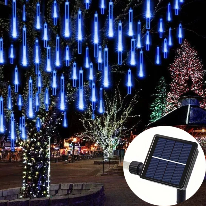 

30/50cm Solar LED Meteor Shower Rain Lights Christmas Decoration Holiday Street String Lights Wedding 8Tubes Fairy Garden Light