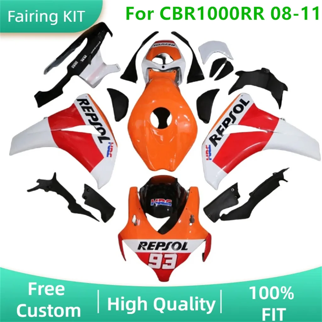 Free Custom Fairing Kit for HONDA CBR1000RR 08 09 10 11 CBR 1000RR 2008 2009 2010 2011 Motorcycle Body Repair Aftermarket Parts