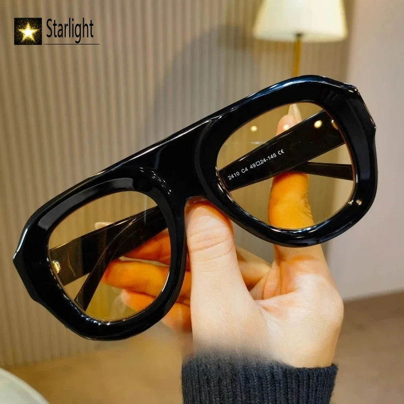 

Large Frame Thick Fashion Sunglasses Women Acetate Square High Quality Green Acetate Retro UV400 Glasses Woman Heavy Eyeglass