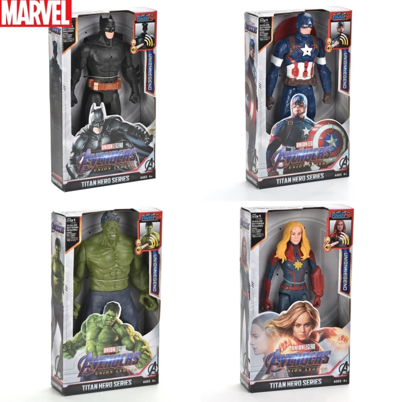 30cm Marvel Avengers Toy Thanos Hulk Spiderman Captain America Iron Man Thor Black Panther With Sound And Light Action Toy Gift