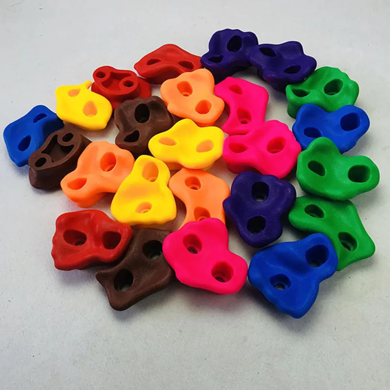 10Pcs Mixed Color Plastic Children Kids Rock Climbing Wood Wall Stones Hand Feet Holds Grip Kits With Screws