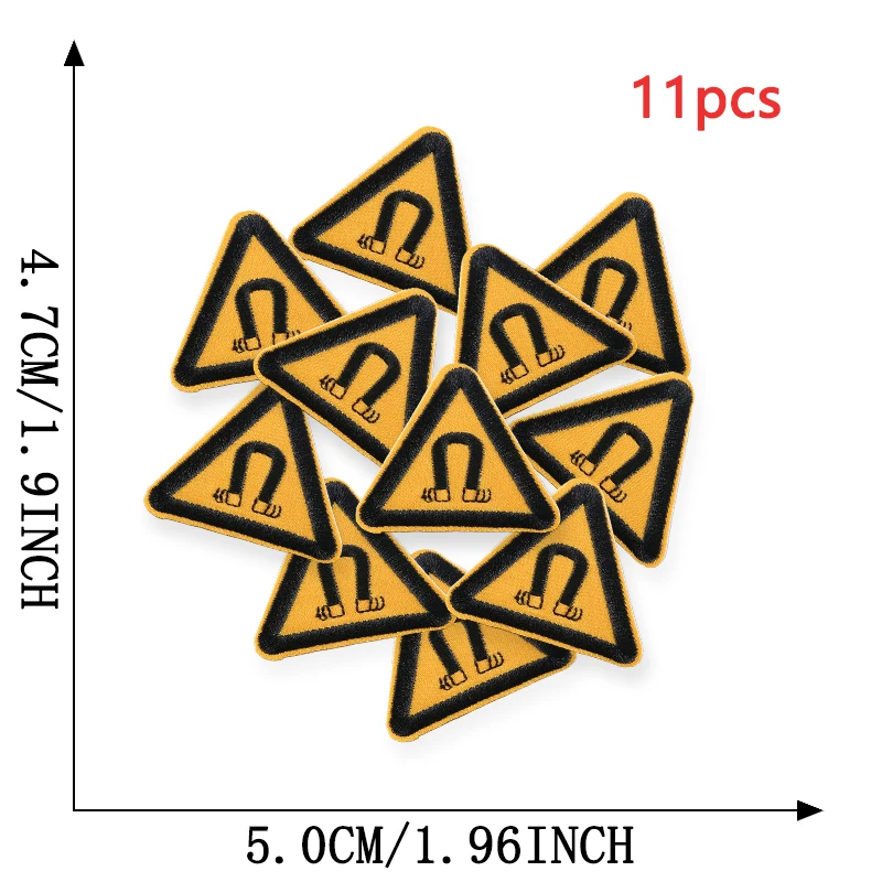 11 stücke Zeichen Verkehrs Dreieckige Outdoor Eisen Auf Patches Für Kleidung Gestickte Jacke Stoff Nähen Lot Pack Diy Coser Mochila – Detail 11