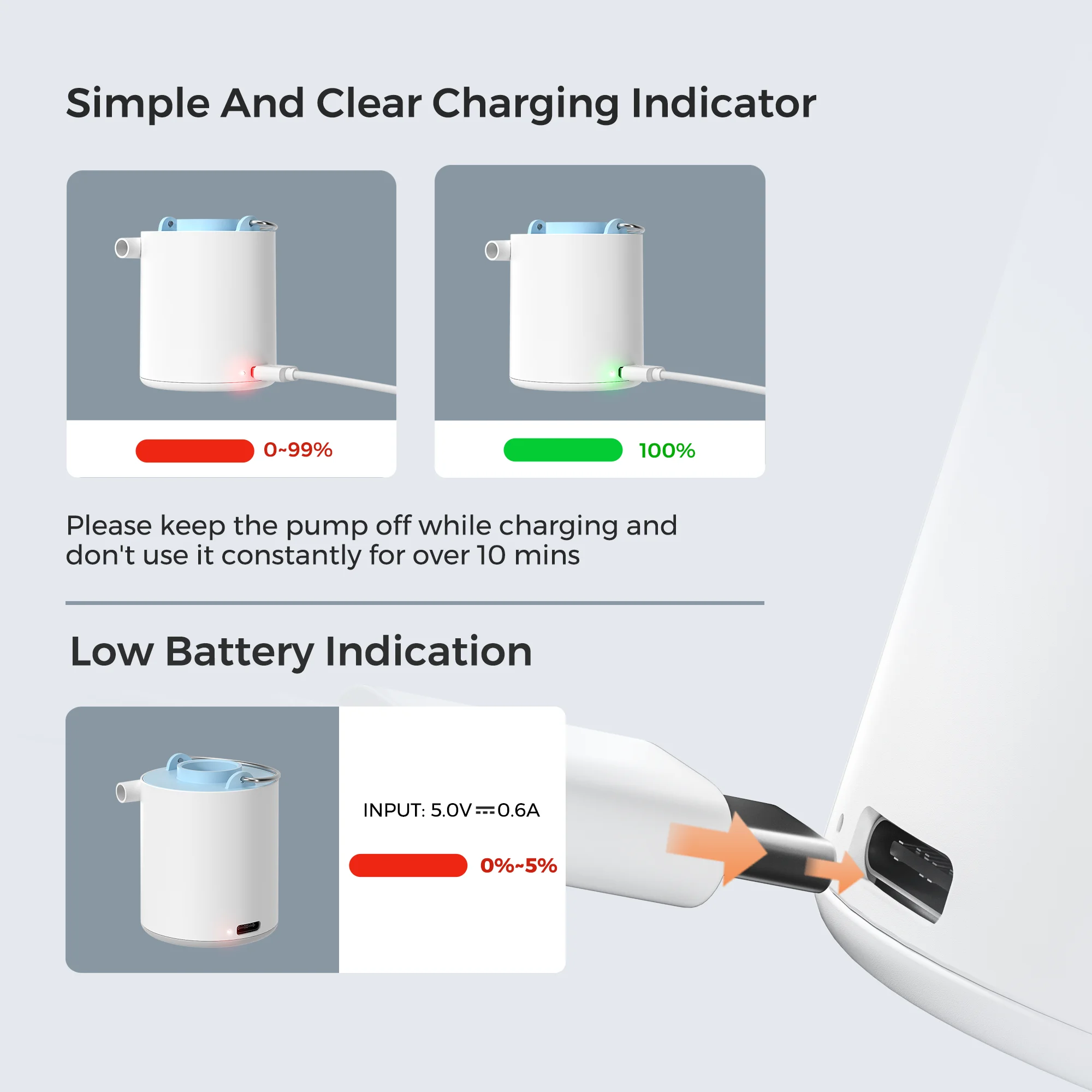 FLEXTAILGEAR TINY PUMP - Portable Mini Air Pump with 1300mAh Battery Rechargeable for Pool Floats Air Bed Mattress Vacuum Bag