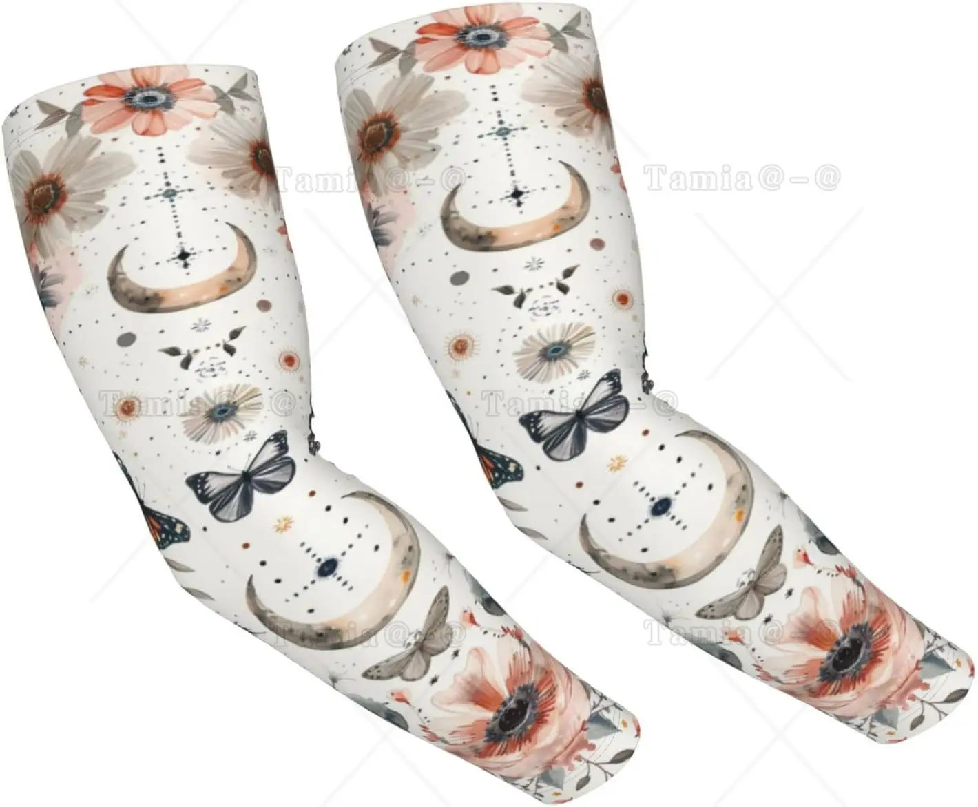 Gothic Moon Floral Flowers Butterfly White Gardening Sleeves For Women Men Farm Sun Protection  Arm Sleeves Cover Arms