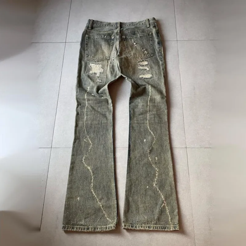 HKSH Spring Autumn Winter New Men Tide Dark Punk Damage Washed Distressed Jeans Chic Ins Vibe Y2K Waste Land Denim Pants HK26140