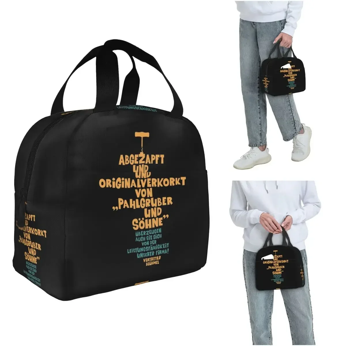 Gedichtet und ursprünglich verkorkt - Loriot - Die Nudel Isolierte Lunchtasche für Frauen und Kinder, Thermobox für Lebensmittel, Lunchbox-Tragetasche