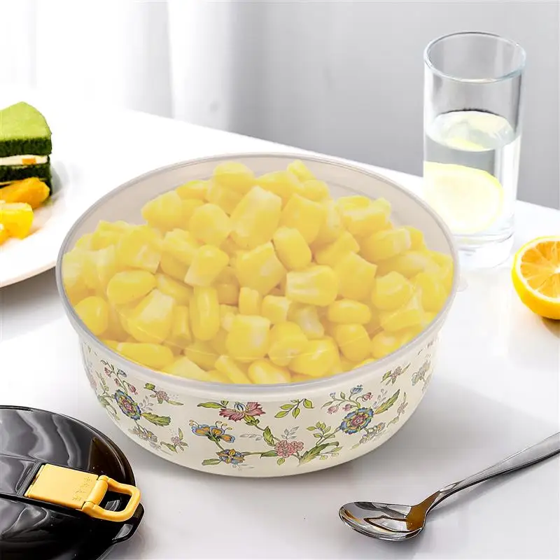 5pcs Enamel Bowl Large Mixing Fruit Salad Bowls Soup Bowl Nesting Food Storage Container Kitchen Tableware