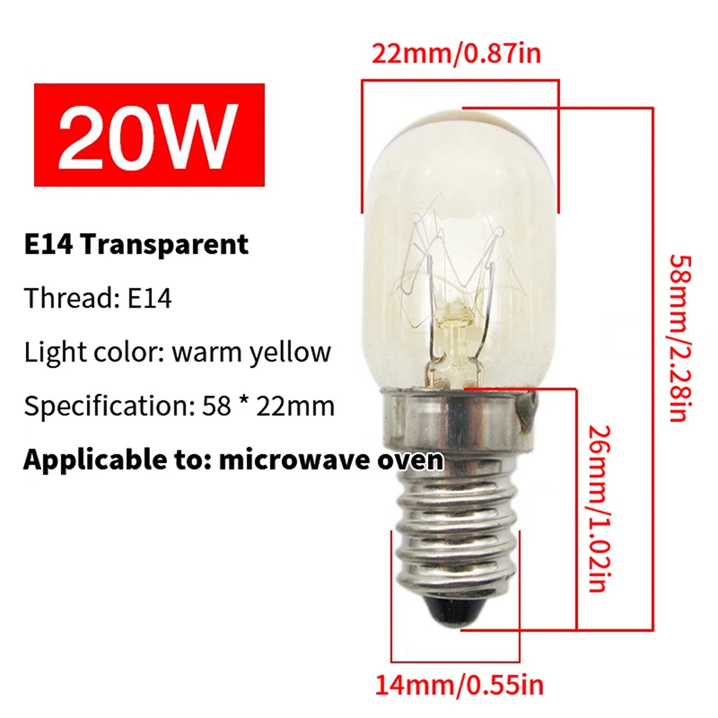 1Pc 10/15/20/25W E14 piekarnik żarówka piekarnik halogenowy lodówka lampa odporna na wysokie temperatury bezpieczna suszarka kuchenka mikrofalowa