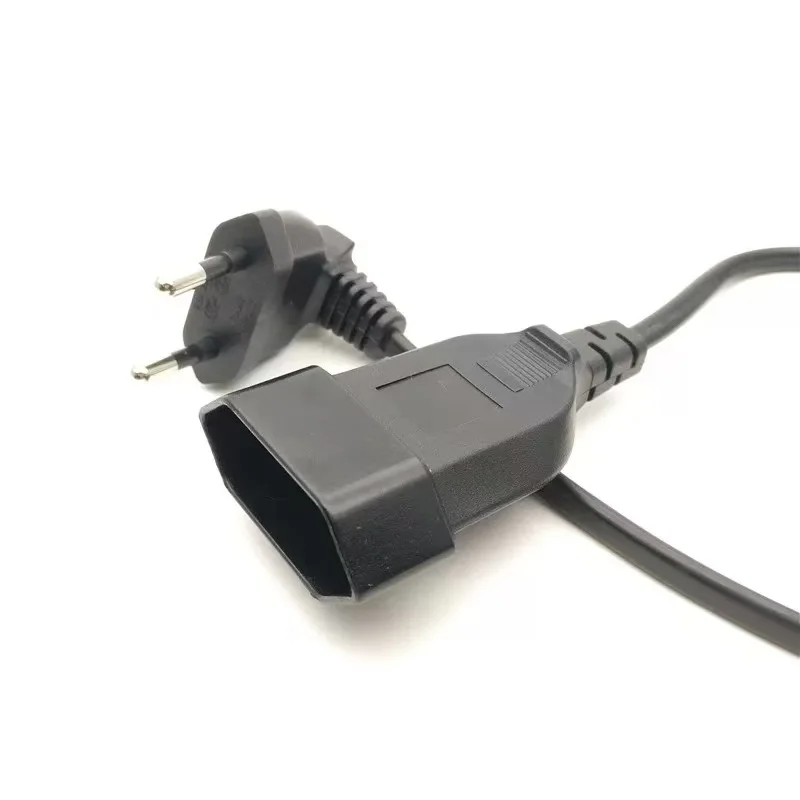 

EU Power Extension Cord Angled European 2-prong Male to Female Socket Power Extension Cable EU Power Socket Port Saver Extender