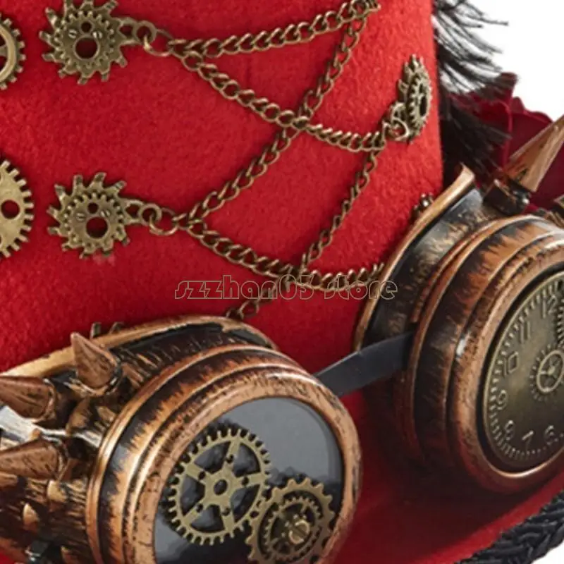 367C Steampunk Time Hat Steampunk Hat Steampunk قبعة علوية للرجال مع نظارات واقية #2