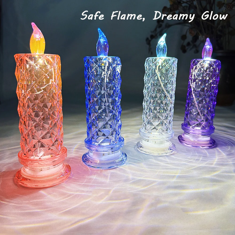 

Rose Projection LED Candle Light – Crystal Romantic Night Lamp for Birthday, Proposal, Cafe & Home Decor