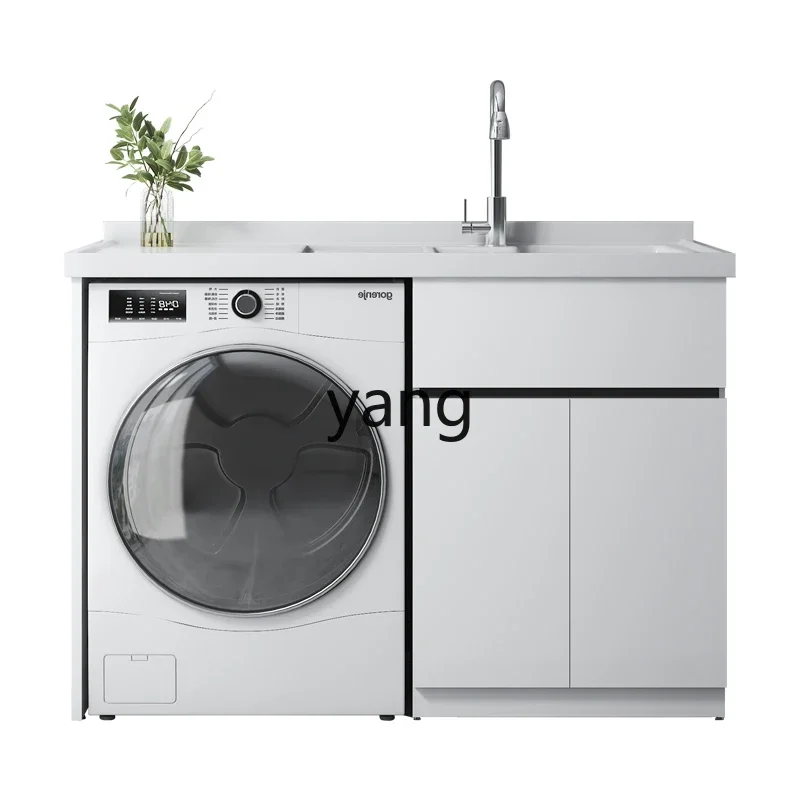 LH  honeycomb aluminum washing machine balcony integrated cabinet combination laundry basin with rubbing board washbasin