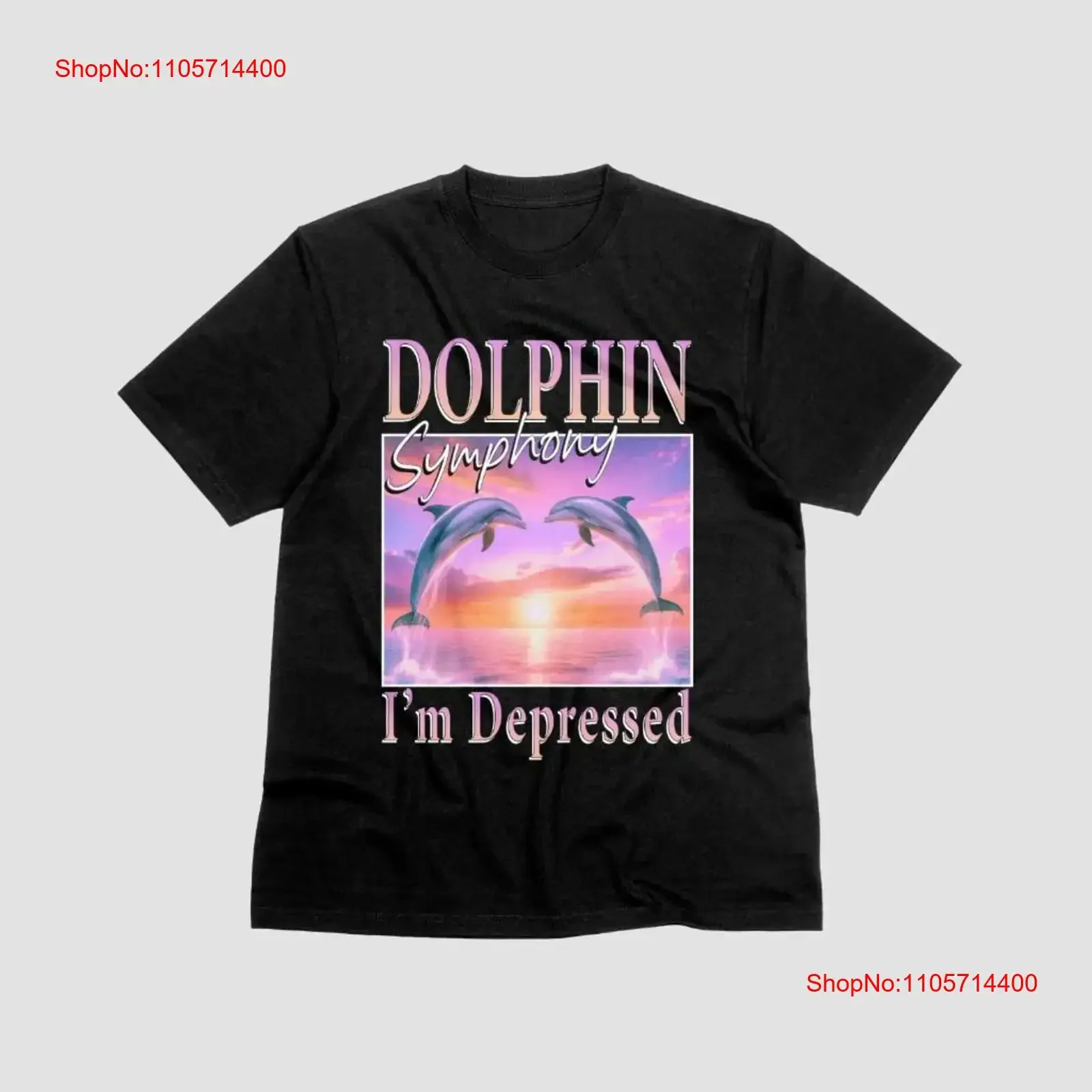 Dolphin Symphony Crewneck T shirt Funny trending meme y2k homage vintage Washed designer clothes fashion Breathable