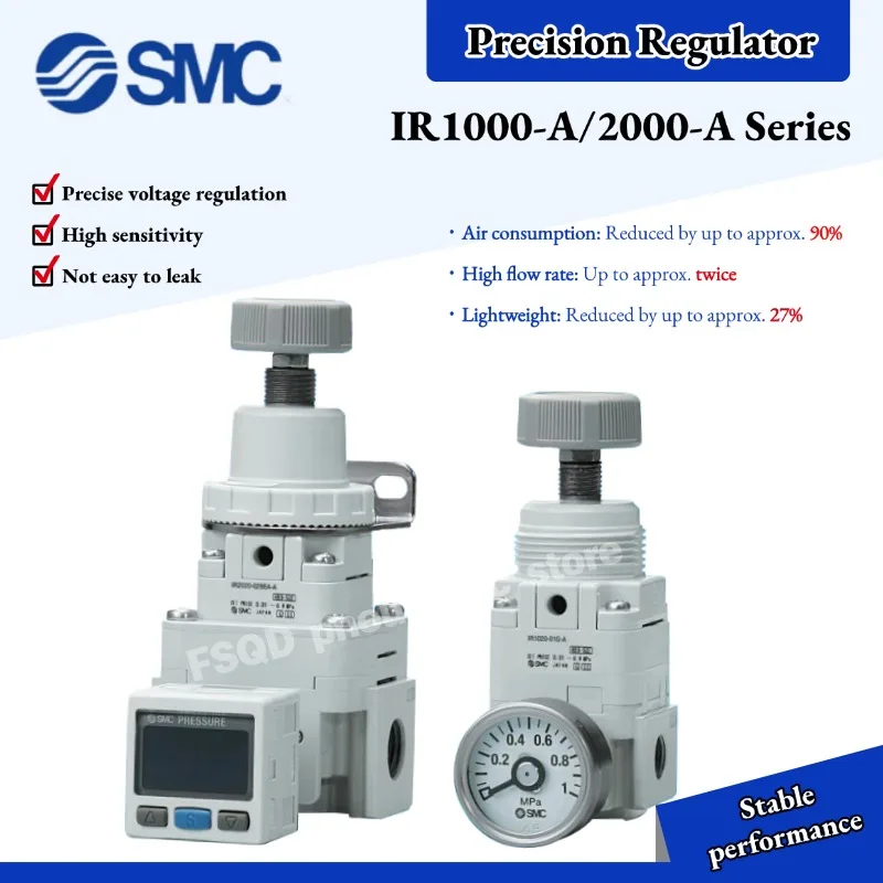 

IR1000 IR1010 IR1020 IR2000 IR2010 IR2020-01BG 01B 02BG 02B-A SMC Precision Regulator IR1000-A/2000-A Series IR Pneumatic tool