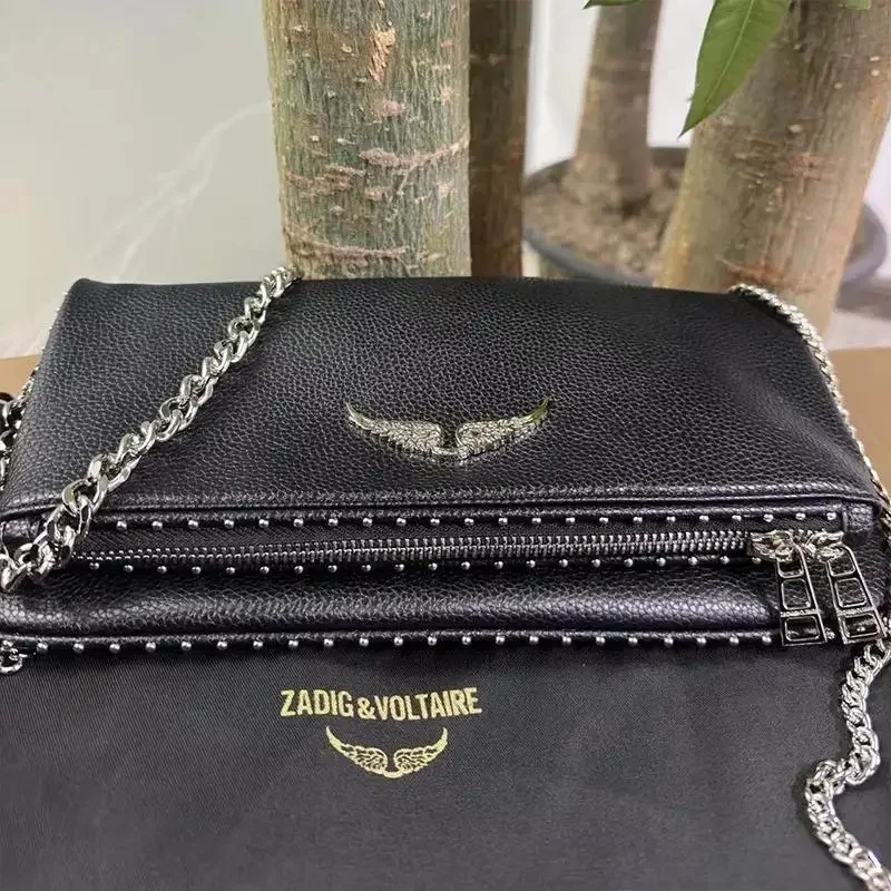 ZADIG & VOLTAIRE Shoulder Bags For Women Crossbody Bag Wing DecorationTwo Chains Straps Flap Zipper Sacàbandoulière femme