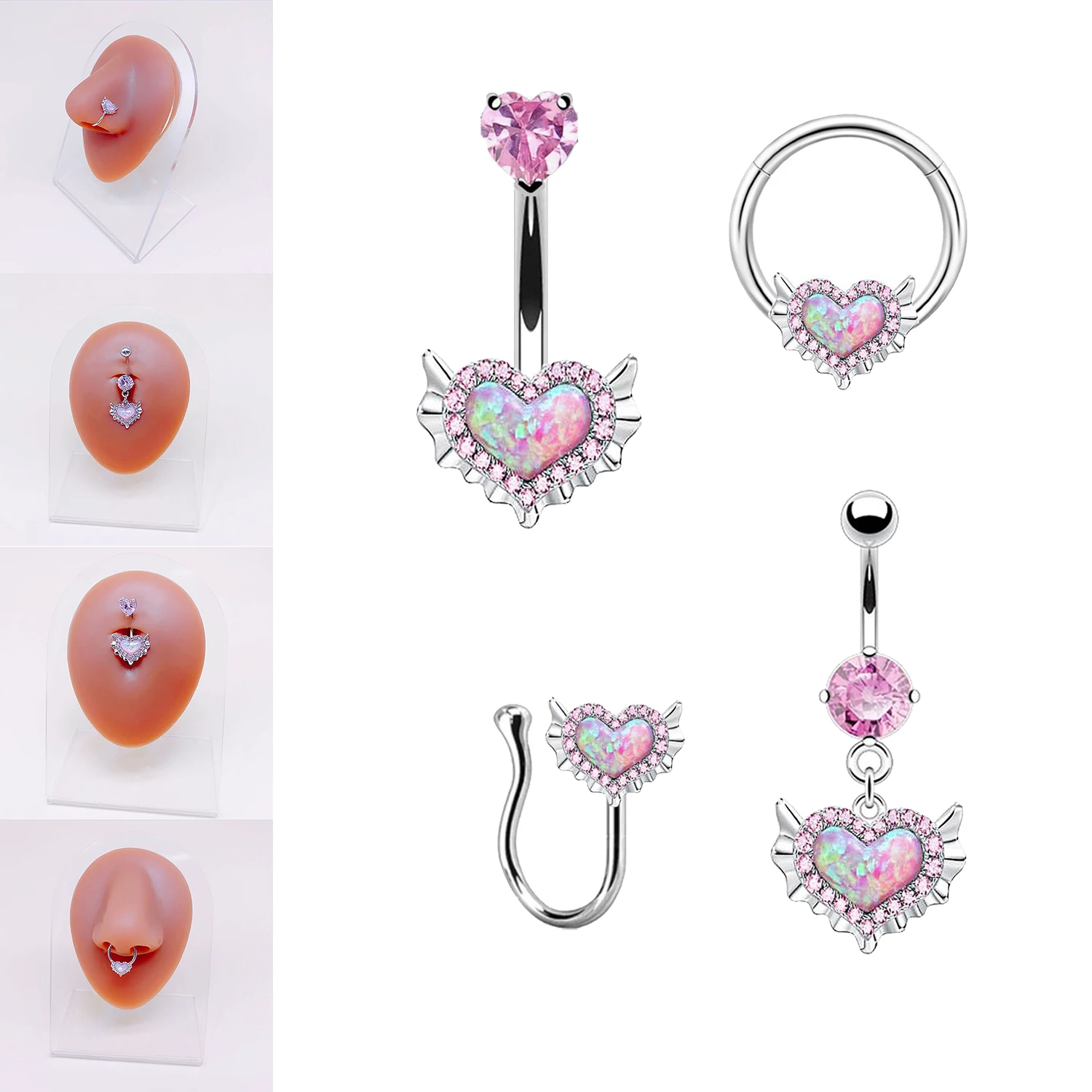 Stainless Steel Navel Belly Button Rings Women Heart Nose Clip Lip Labret Helix Screw Earring Stud Cartilage Conch Piercing