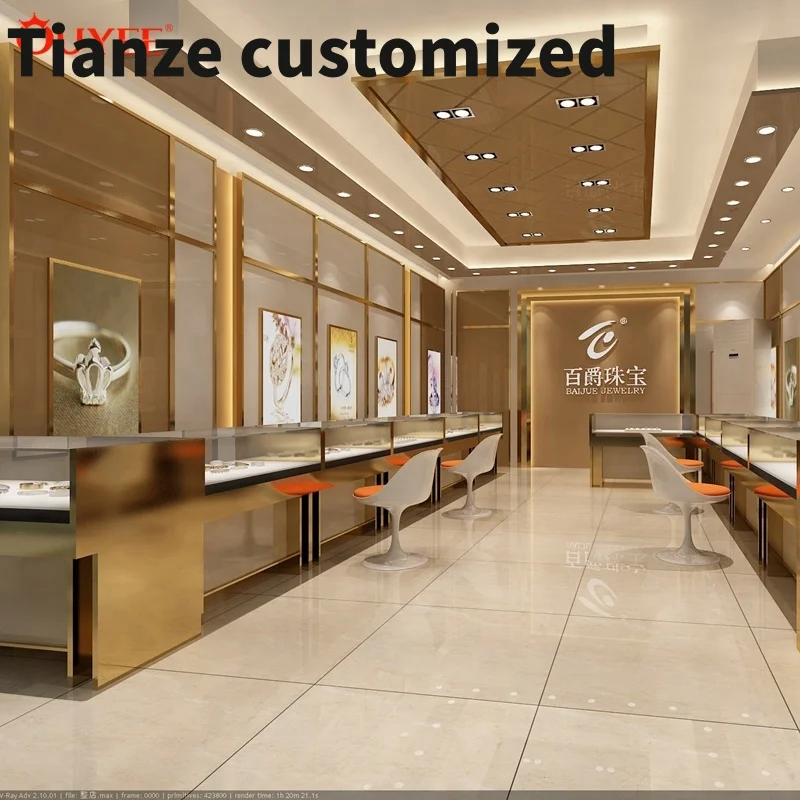 Customized-Ouyee Luxury Jewellery Shop Counter Design Wooden Jewelry Showroom Display